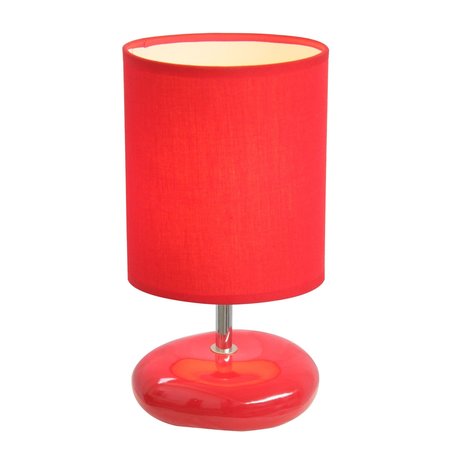 SIMPLE DESIGNS Stonies Small Stone Look Table Bedside Lamp, Red LT2005-RED